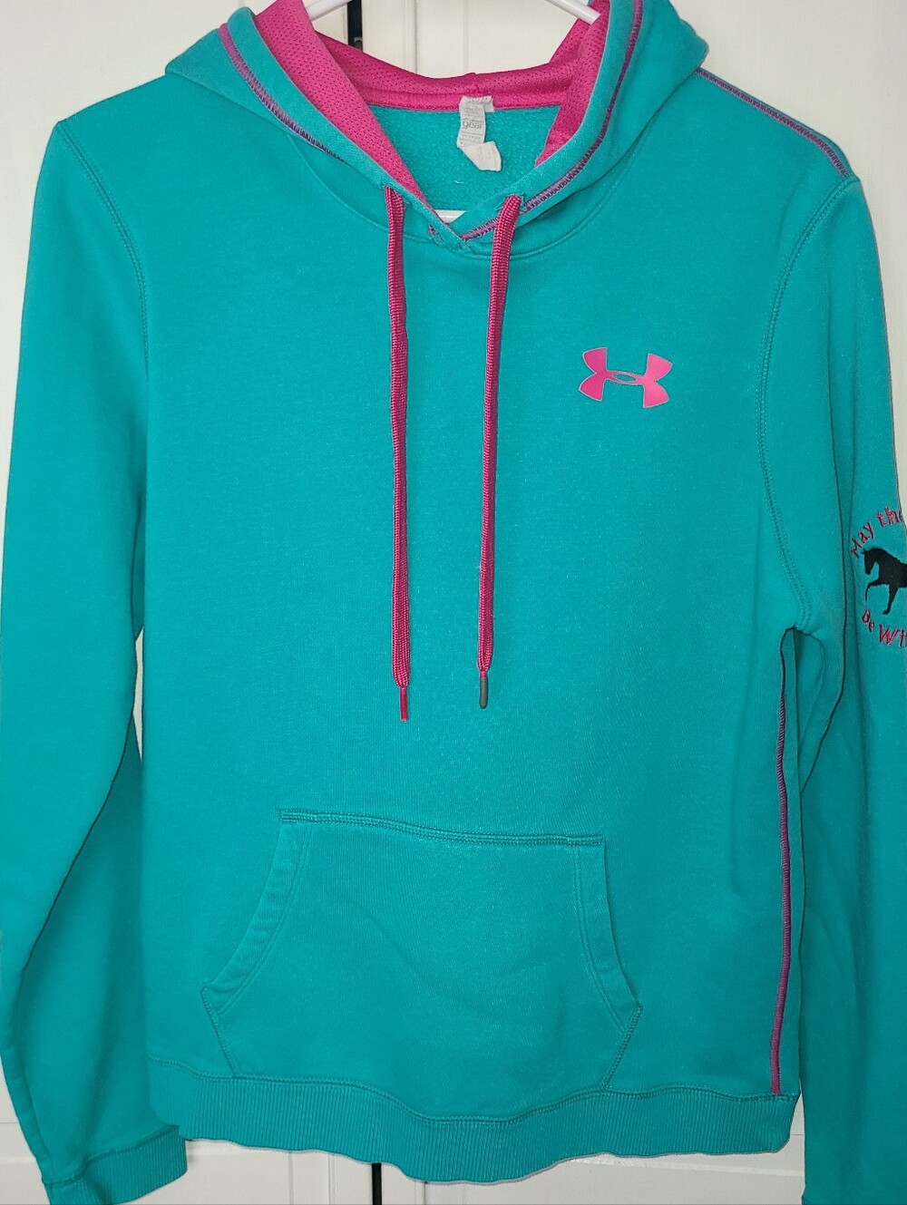 Under Armour Women's Teal Hoodie with Pink Accents